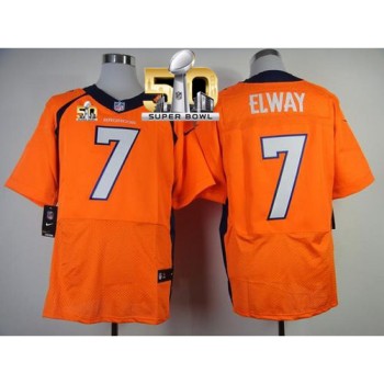 Broncos #7 John Elway Orange Team Color Super Bowl 50 Men's Stitched NFL New Elite Jersey