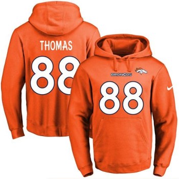 Broncos #88 Demaryius Thomas Orange Name & Number Pullover NFL Hoodie