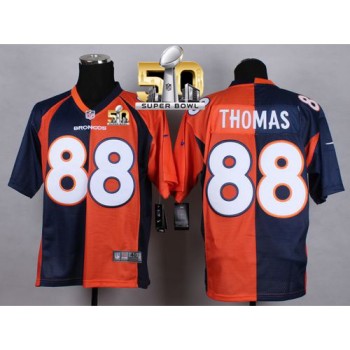 Broncos #88 Demaryius Thomas Orange/Navy Blue Super Bowl 50 Men's Stitched NFL Elite Split Jersey
