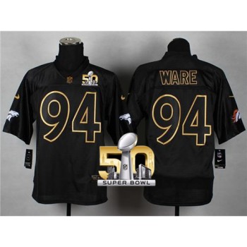 Broncos #94 DeMarcus Ware Black Gold No. Fashion Super Bowl 50 Men's Stitched NFL Elite Jersey