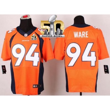 Broncos #94 DeMarcus Ware Orange Team Color Super Bowl 50 Men's Stitched NFL New Elite Jersey