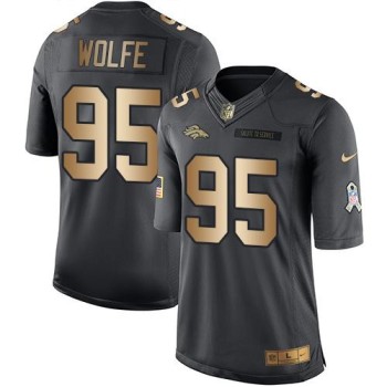 Broncos #95 Derek Wolfe Black Men's Stitched NFL Limited Gold Salute To Service Jersey
