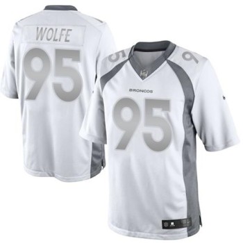 Broncos #95 Derek Wolfe White Men's Stitched NFL Limited Platinum Jersey