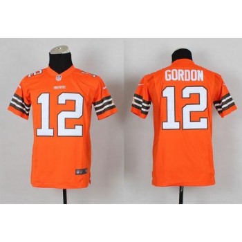 Browns #12 Josh Gordon Orange Alternate Youth Stitched NFL Elite Jersey Browns #12 Josh Gordon Orange Alternate Youth Stitched NFL Elite Jersey