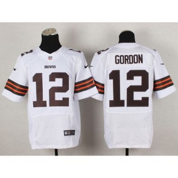 Browns #12 Josh Gordon White Men's Stitched NFL Elite Jersey