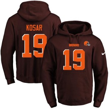Browns #19 Bernie Kosar Brown Name & Number Pullover NFL Hoodie
