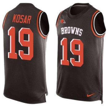 Browns #19 Bernie Kosar Brown Team Color Men's Stitched NFL Limited Tank Top Jersey Browns #19 Bernie Kosar Brown Team Color Men's Stitched NFL Limited Tank Top Jersey