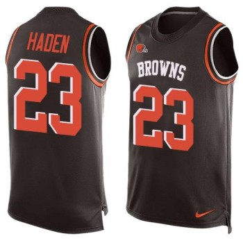 Browns #23 Joe Haden Brown Team Color Men's Stitched NFL Limited Tank Top Jersey