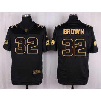 Browns #32 Jim Brown Black Men's Stitched NFL Elite Pro Line Gold Collection Jersey Browns #32 Jim Brown Black Men's Stitched NFL Elite Pro Line Gold Collection Jersey
