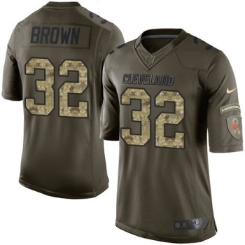 Browns #32 Jim Brown Green Men's Stitched NFL Limited Salute to Service Jersey Browns #32 Jim Brown Green Men's Stitched NFL Limited Salute to Service Jersey