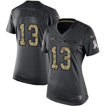 Buccaneers #13 Mike Evans Black Women's Stitched NFL Limited 2016 Salute to Service Jersey