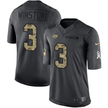 Buccaneers #3 Jameis Winston Black Men's Stitched NFL Limited 2016 Salute to Service Jersey Buccaneers #3 Jameis Winston Black Men's Stitched NFL Limited 2016 Salute to Service Jersey