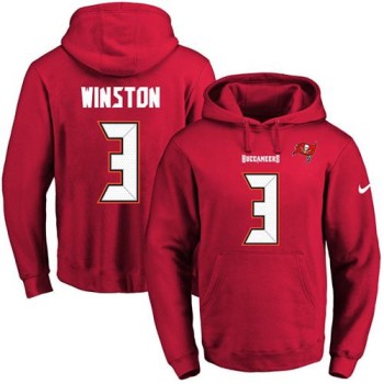 Buccaneers #3 Jameis Winston Red Name & Number Pullover NFL Hoodie Buccaneers #3 Jameis Winston Red Name & Number Pullover NFL Hoodie
