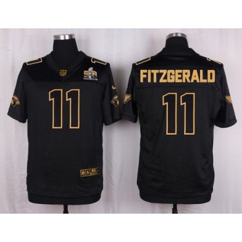 Cardinals #11 Larry Fitzgerald Black Pro Line Gold Collection Men's Stitched NFL Elite Jersey