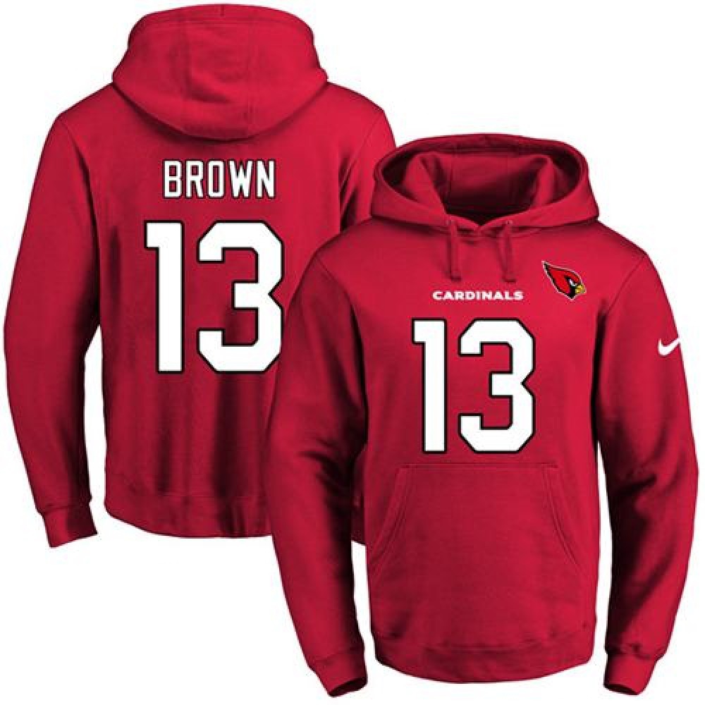 Cardinals #13 Jaron Brown Red Name & Number Pullover NFL Hoodie