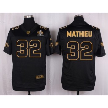 Cardinals #32 Tyrann Mathieu Black Pro Line Gold Collection Men's Stitched NFL Elite Jersey