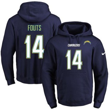 Chargers #14 Dan Fouts Navy Blue Name & Number Pullover NFL Hoodie