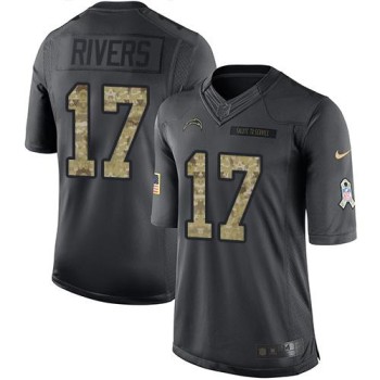 Chargers #17 Philip Rivers Black Men's Stitched NFL Limited 2016 Salute to Service Jersey Chargers #17 Philip Rivers Black Men's Stitched NFL Limited 2016 Salute to Service Jersey
