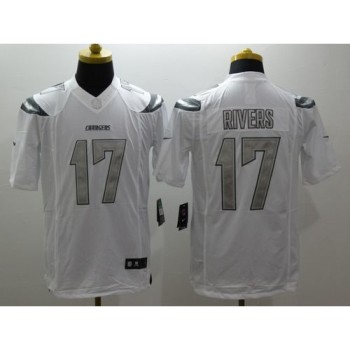 Chargers #17 Philip Rivers White Men's Stitched NFL Limited Platinum Jersey