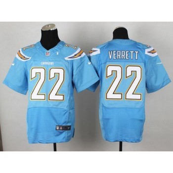Chargers #22 Jason Verrett Electric Blue Alternate Men's Stitched NFL New Elite Jersey