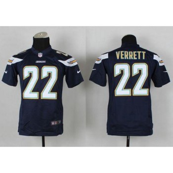Chargers #22 Jason Verrett Navy Blue Team Color Youth Stitched NFL New Elite Jersey