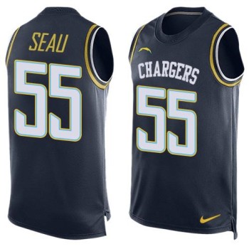 Chargers #55 Junior Seau Navy Blue Team Color Men's Stitched NFL Limited Tank Top Jersey Chargers #55 Junior Seau Navy Blue Team Color Men's Stitched NFL Limited Tank Top Jersey