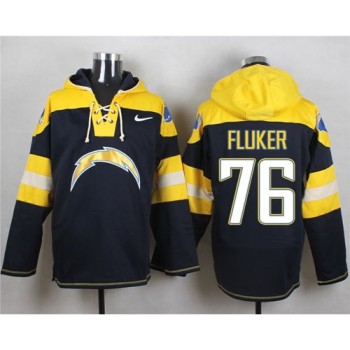 Chargers #76 D.J. Fluker Navy Blue Player Pullover NFL Hoodie Chargers #76 D.J. Fluker Navy Blue Player Pullover NFL Hoodie