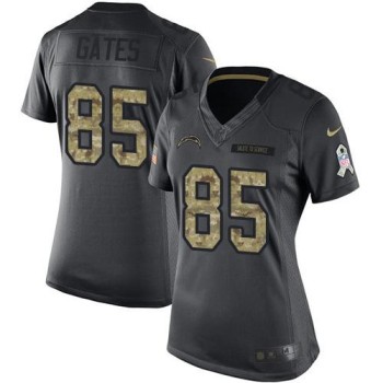 Chargers #85 Antonio Gates Black Women's Stitched NFL Limited 2016 Salute to Service Jersey Chargers #85 Antonio Gates Black Women's Stitched NFL Limited 2016 Salute to Service Jersey