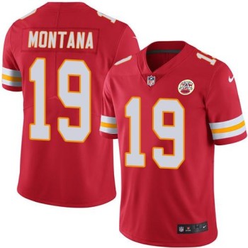 Chiefs #19 Joe Montana Red Men's Stitched NFL Limited Rush Jersey
