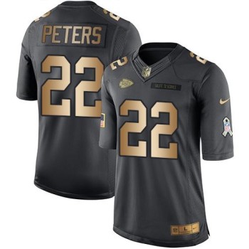 Chiefs #22 Marcus Peters Black Men's Stitched NFL Limited Gold Salute To Service Jersey Chiefs #22 Marcus Peters Black Men's Stitched NFL Limited Gold Salute To Service Jersey
