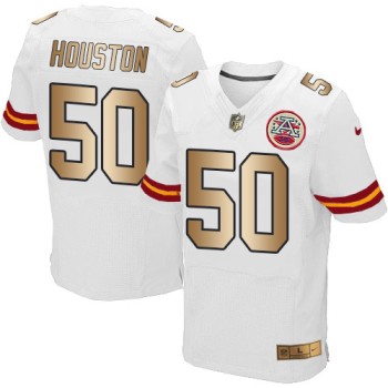 Chiefs #50 Justin Houston White Men's Stitched NFL Elite Gold Jersey
