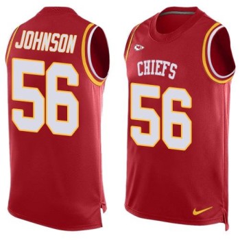 Chiefs #56 Derrick Johnson Red Team Color Men's Stitched NFL Limited Tank Top Jersey
