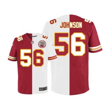 Chiefs #56 Derrick Johnson Red/White Men's Stitched NFL Elite Split Jersey Chiefs #56 Derrick Johnson Red/White Men's Stitched NFL Elite Split Jersey