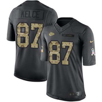 Chiefs #87 Travis Kelce Black Men's Stitched NFL Limited 2016 Salute to Service Jersey Chiefs #87 Travis Kelce Black Men's Stitched NFL Limited 2016 Salute to Service Jersey