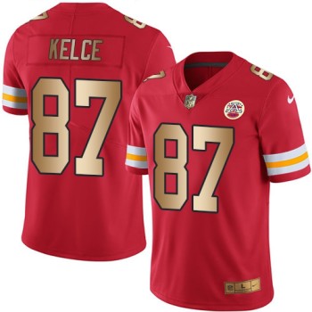 Chiefs #87 Travis Kelce Red Men's Stitched NFL Limited Gold Rush Jersey