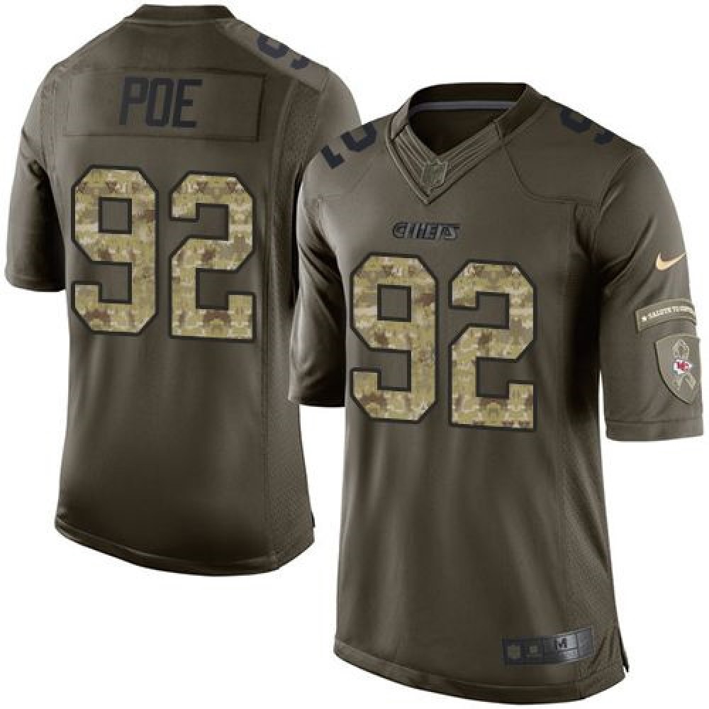 Chiefs #92 Dontari Poe Green Youth Stitched NFL Limited Salute to Service Jersey