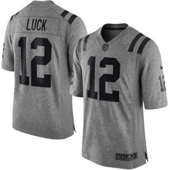 Colts #12 Andrew Luck Gray Men's Stitched NFL Limited Gridiron Gray Jersey