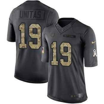 Colts #19 Johnny Unitas Black Men's Stitched NFL Limited 2016 Salute to Service Jersey