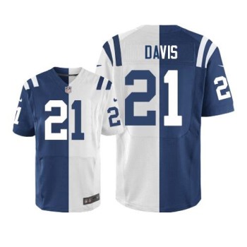 Colts #21 Vontae Davis Royal Blue/White Men's Stitched NFL Elite Split Jersey Colts #21 Vontae Davis Royal Blue/White Men's Stitched NFL Elite Split Jersey