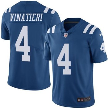 Colts #4 Adam Vinatieri Royal Blue Men's Stitched NFL Limited Rush Jersey