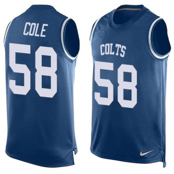 Colts #58 Trent Cole Royal Blue Team Color Men's Stitched NFL Limited Tank Top Jersey