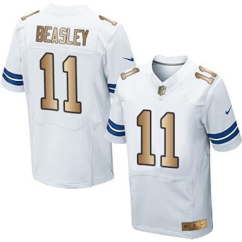 Cowboys #11 Cole Beasley White Men's Stitched NFL Elite Gold Jersey Cowboys #11 Cole Beasley White Men's Stitched NFL Elite Gold Jersey
