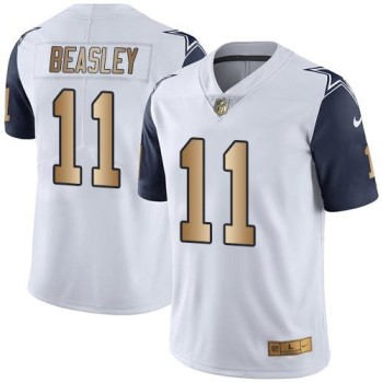 Cowboys #11 Cole Beasley White Men's Stitched NFL Limited Gold Rush Jersey
