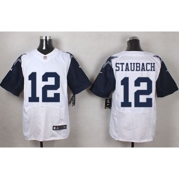 Cowboys #12 Roger Staubach White Men's Stitched NFL Elite Rush Jersey