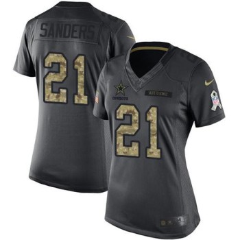 Cowboys #21 Deion Sanders Black Women's Stitched NFL Limited 2016 Salute to Service Jersey Cowboys #21 Deion Sanders Black Women's Stitched NFL Limited 2016 Salute to Service Jersey
