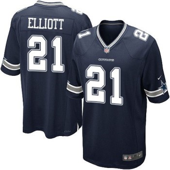 Cowboys #21 Ezekiel Elliott Navy Blue Team Color Youth Stitched NFL Elite Jersey