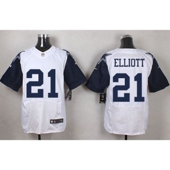 Cowboys #21 Ezekiel Elliott White Men's Stitched NFL Elite Rush Jersey