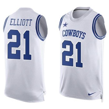 Cowboys #21 Ezekiel Elliott White Men's Stitched NFL Limited Tank Top Jersey