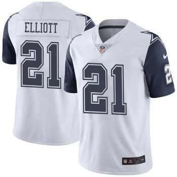 Cowboys #21 Ezekiel Elliott White Youth Stitched NFL Limited Rush Jersey