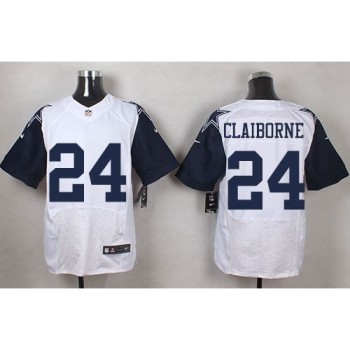 Cowboys #24 Morris Claiborne White Men's Stitched NFL Elite Rush Jersey